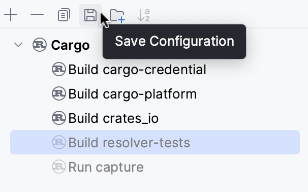 Saving a temporary configuration in the Run/Debug Configurations dialog
