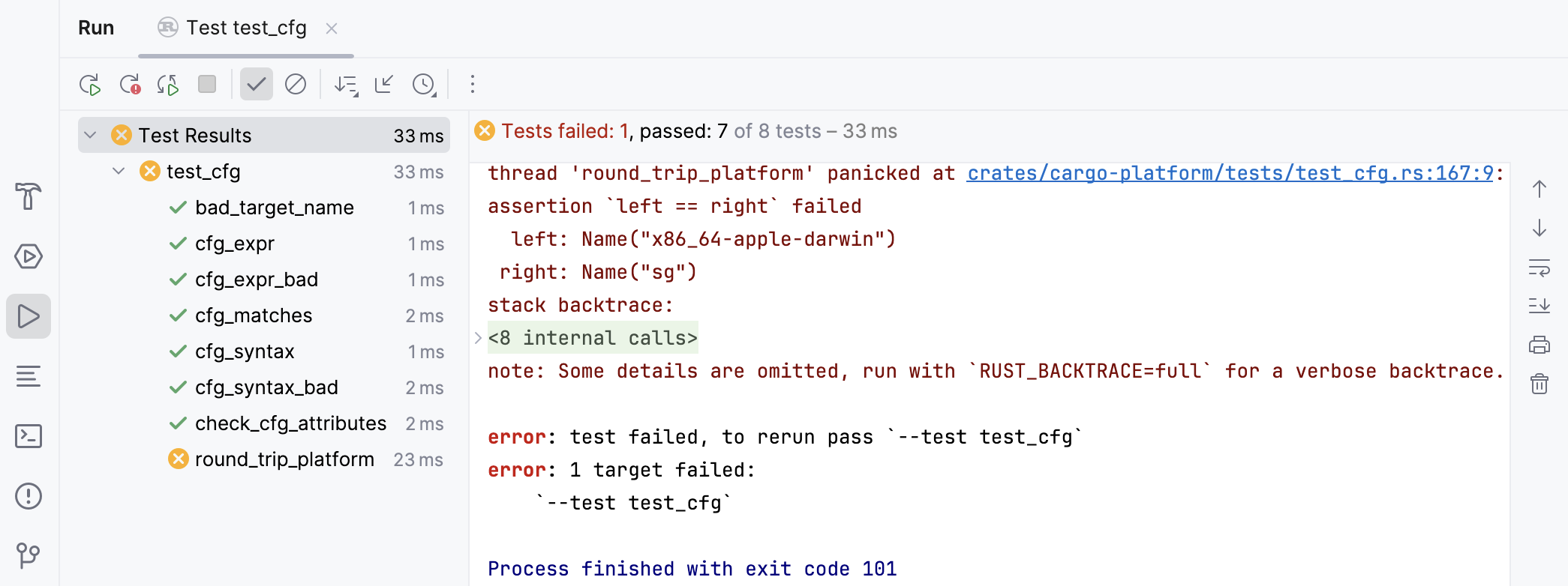 Test runner: formatted output