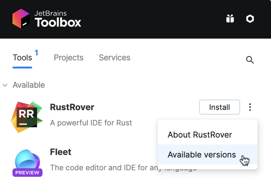 RustRover in the Toolbox App