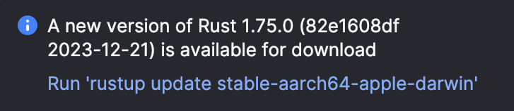 New Rust version notification