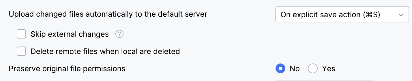 Upload changed files automatically to the default server