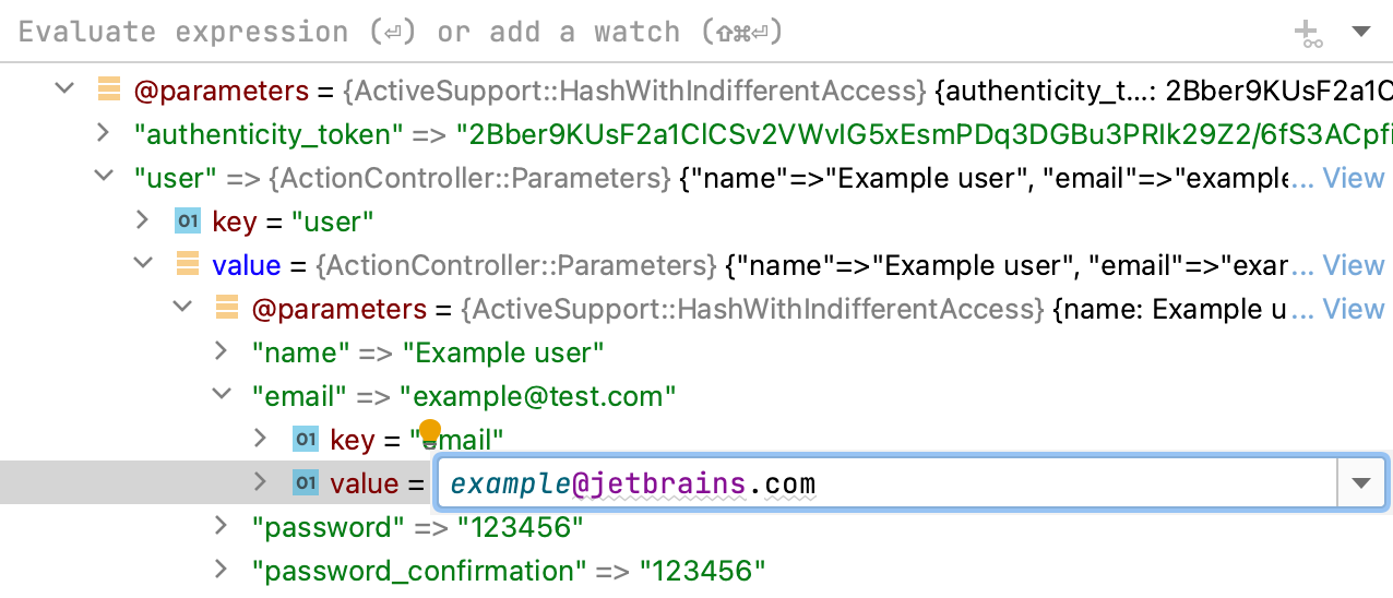 Enter new value for the variable in the field right next to its name