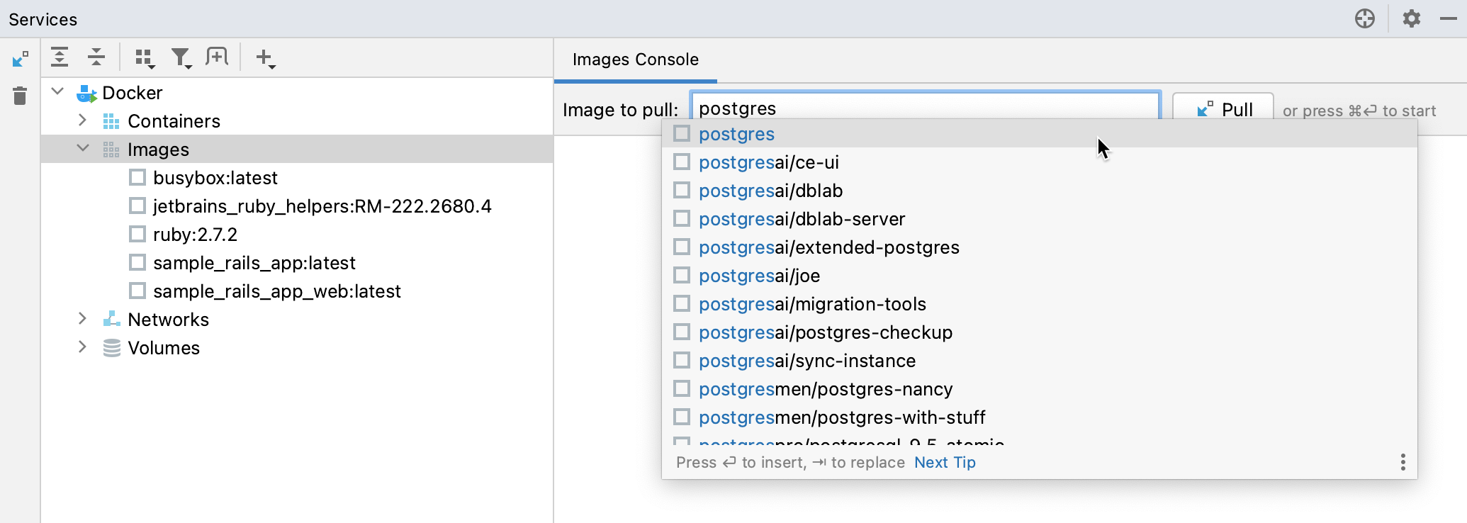 Pull the Docker image with PostgreSQL