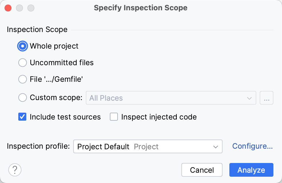 Inspection scope