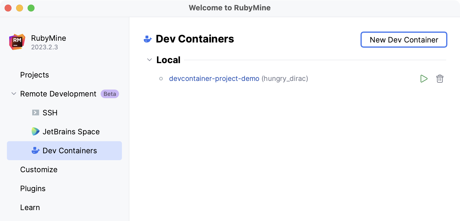 Recent Dev Containers