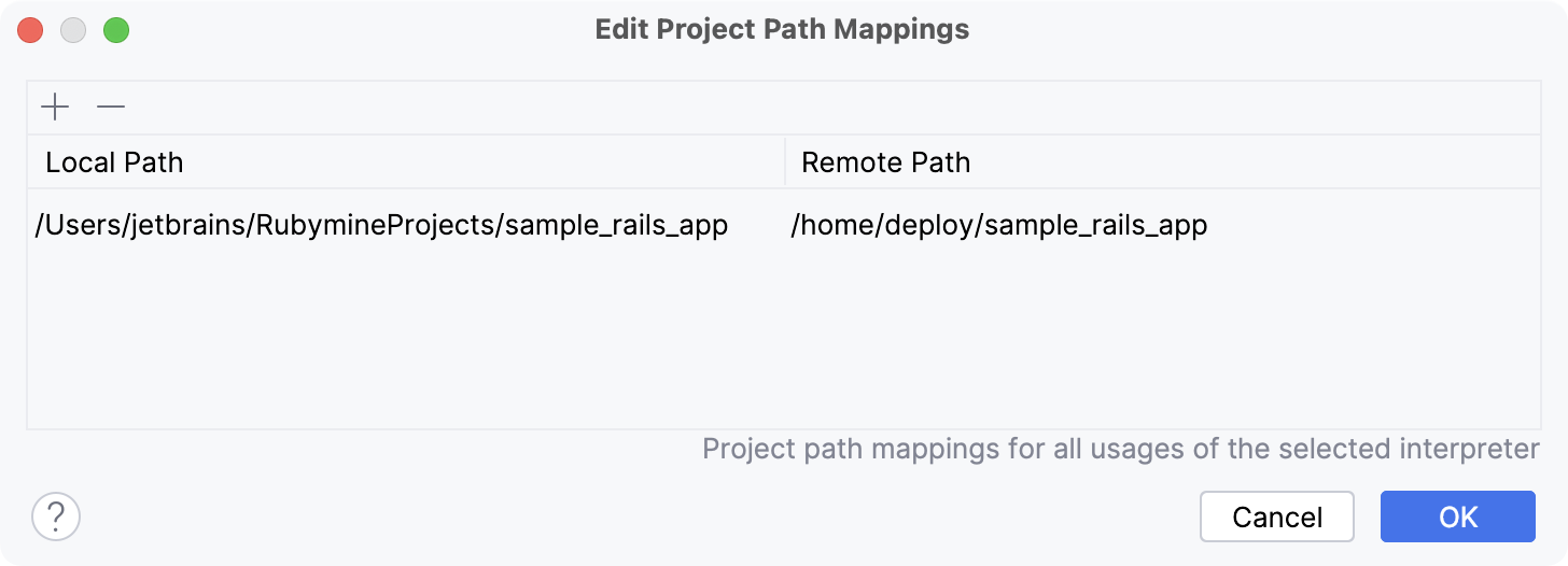 Edit project path mappings