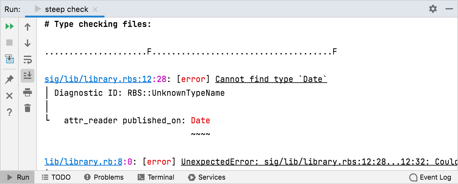 Command output in the Run tool window