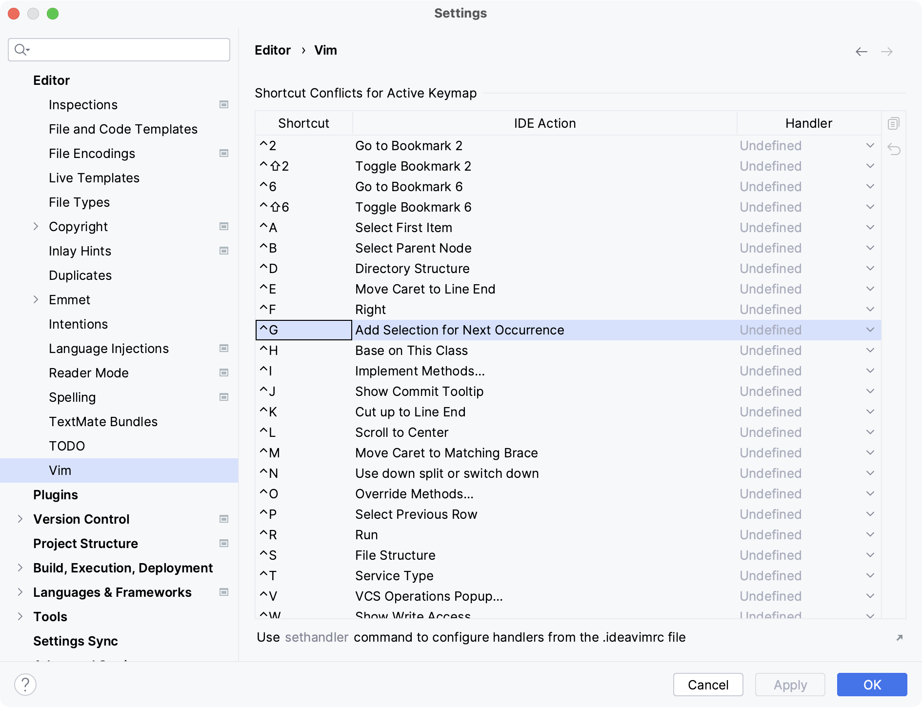 Vim settings