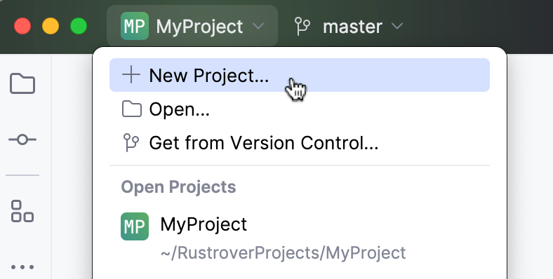 Create a new project using the Project widget