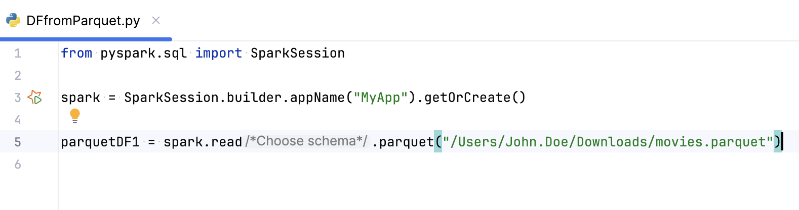 Choose schema for dataframe