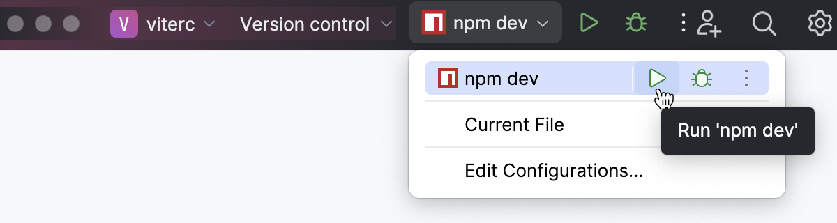 Autogenerated npm run/debug configuration