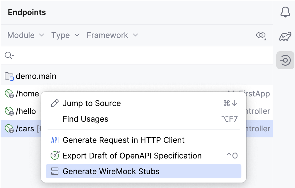 Creating WireMock stub from Endpoints