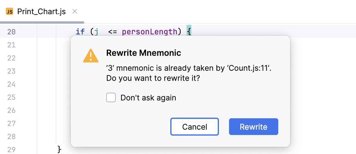 Adding a mnemonic bookmark: Rewrite mnemonic popup