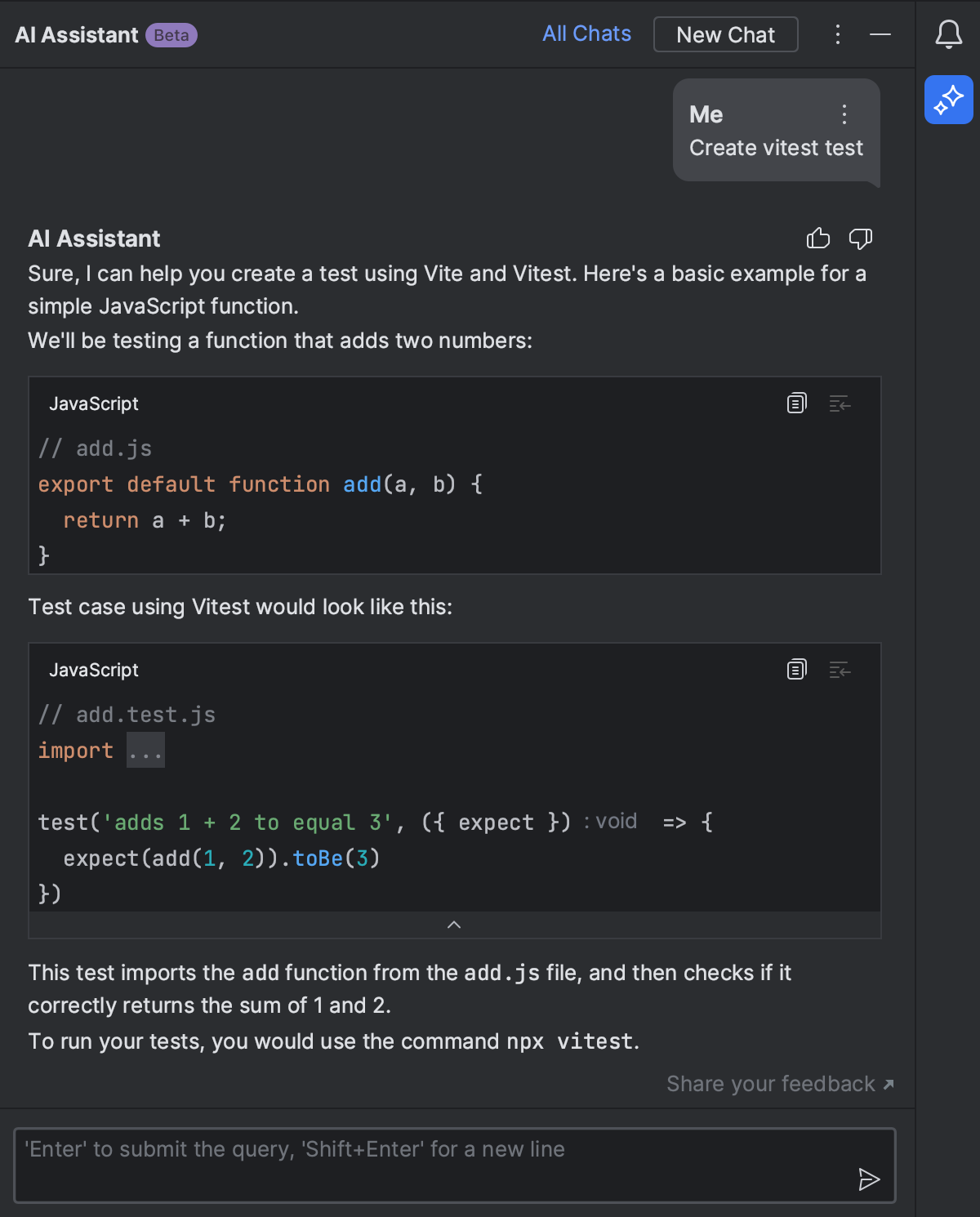 Chat with AI | WebStorm Documentation