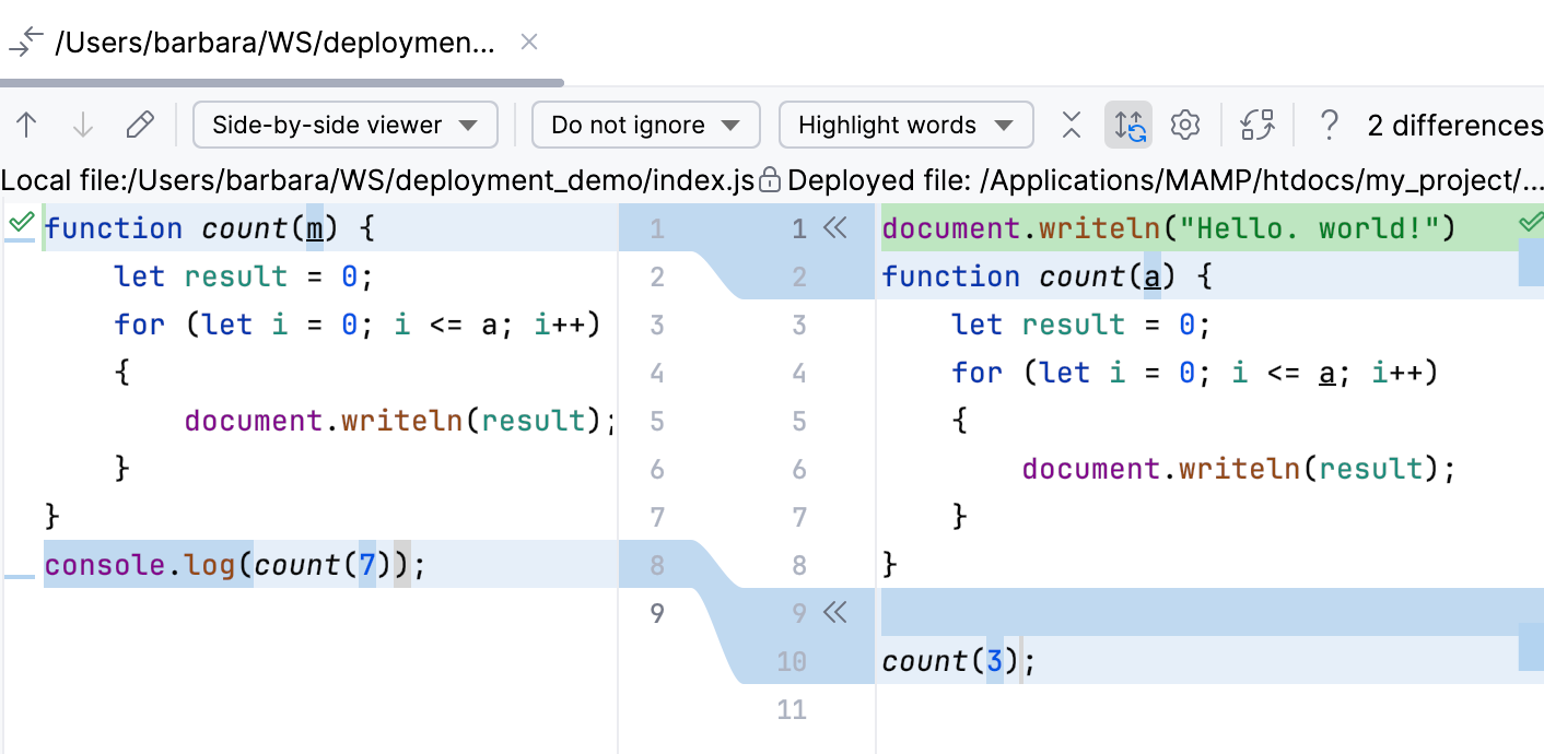 Compare a local file with its remote version