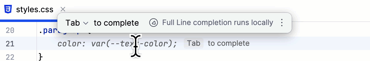 Full line completion: CSS