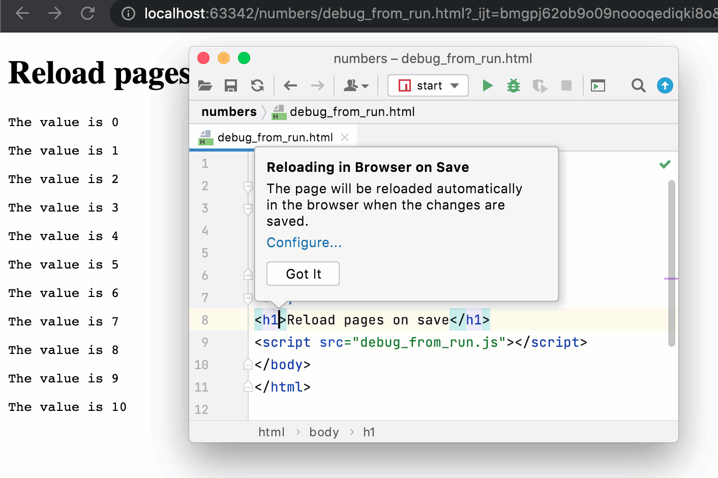 Working with HTML files | PyCharm Documentation