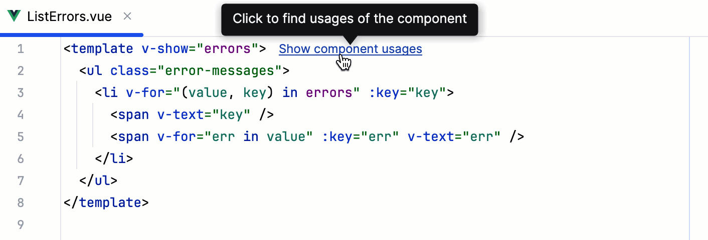 Show Component Usages