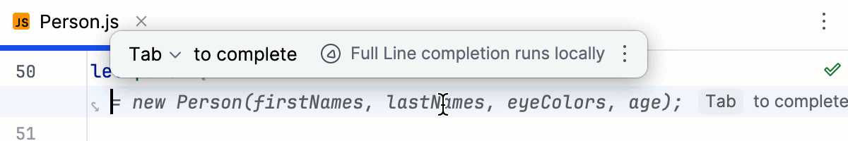 Full line completion: JavaScript