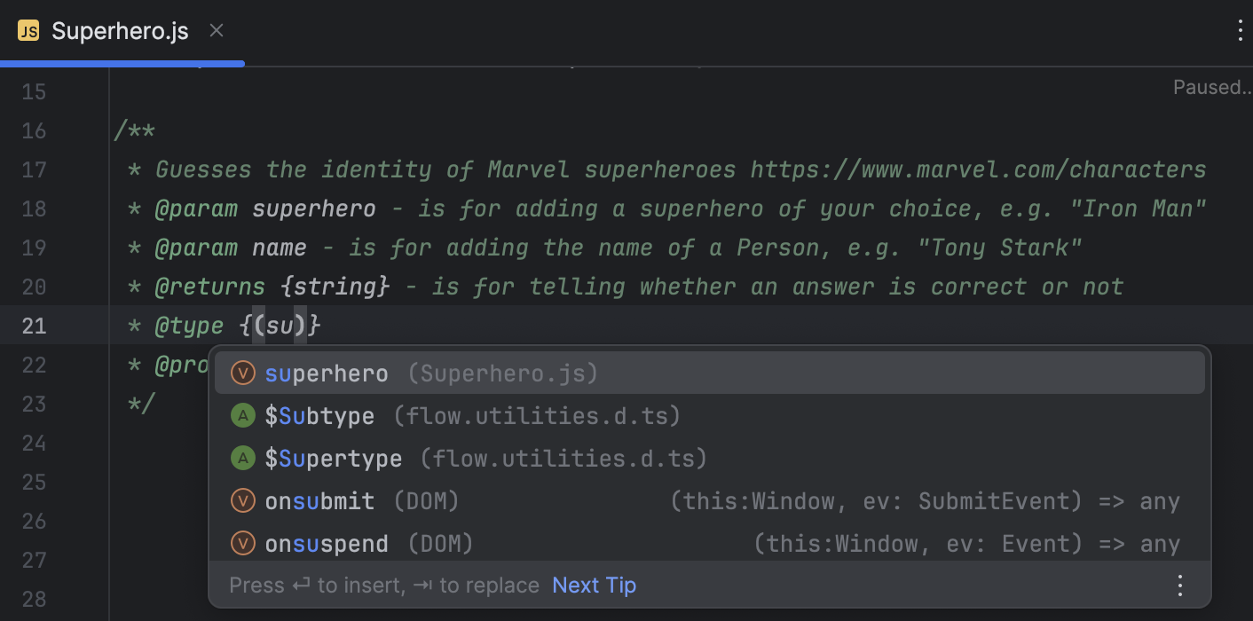 JSDoc comments | WebStorm Documentation