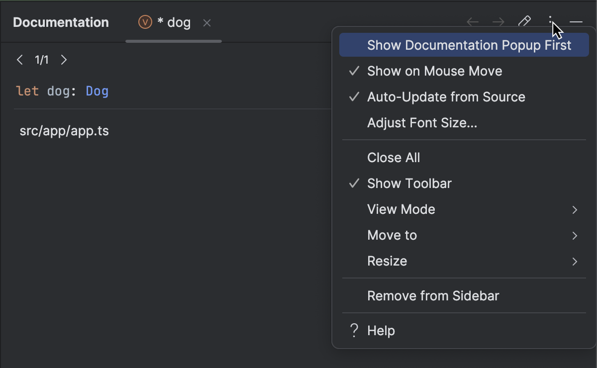 Viewing Inline Documentation | WebStorm Documentation