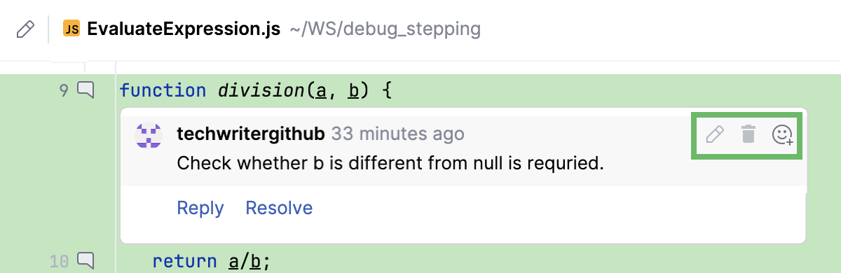 GitHub review comment