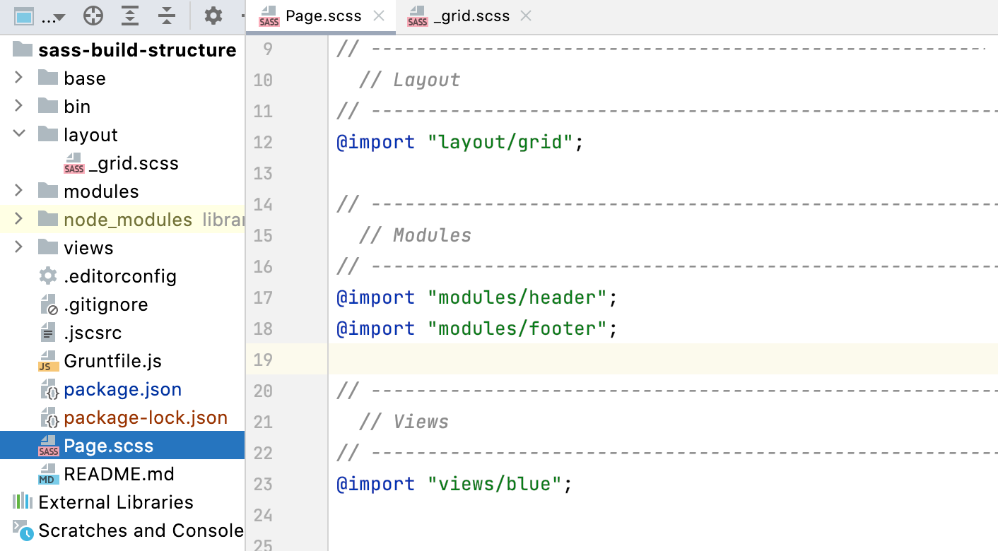 Compiling SCSS into CSS: project structure