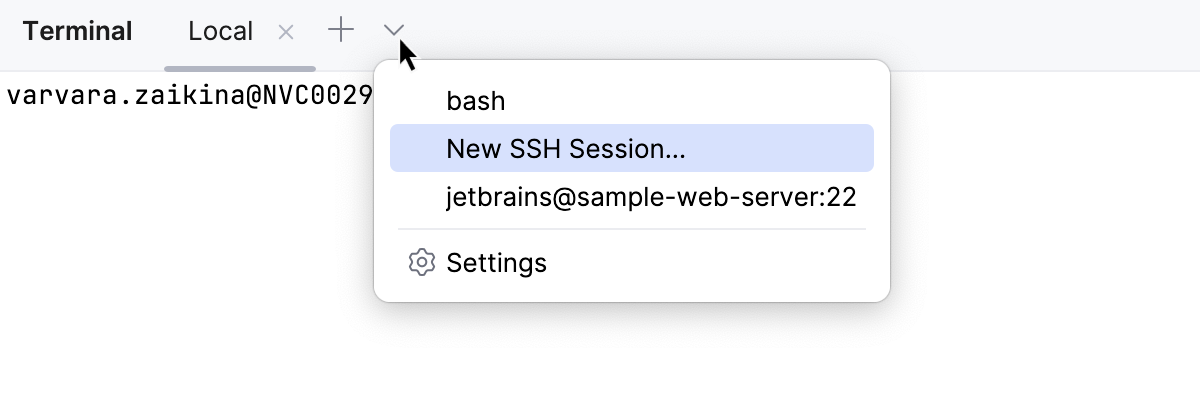 Starting a new SSH session from the Terminal
