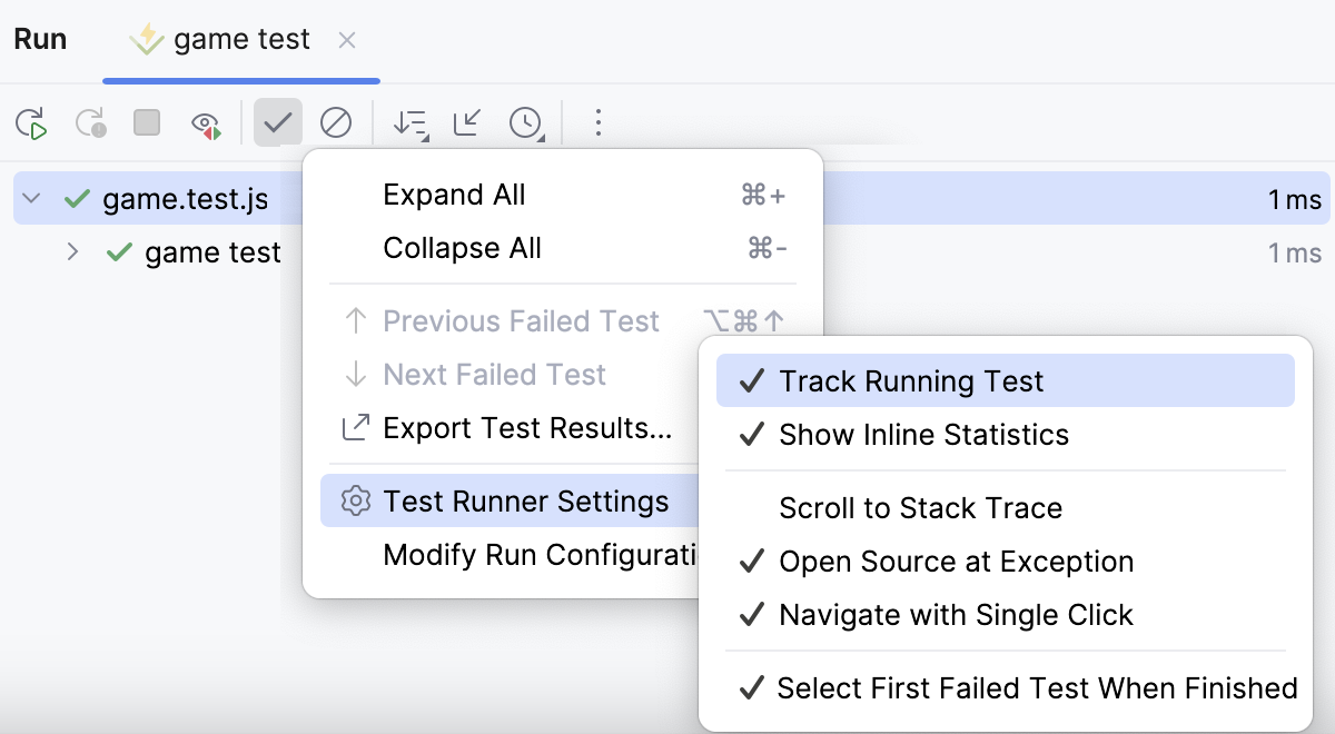 Track test execution
