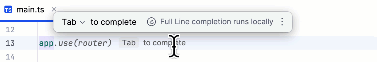 Full line completion: TypeScript
