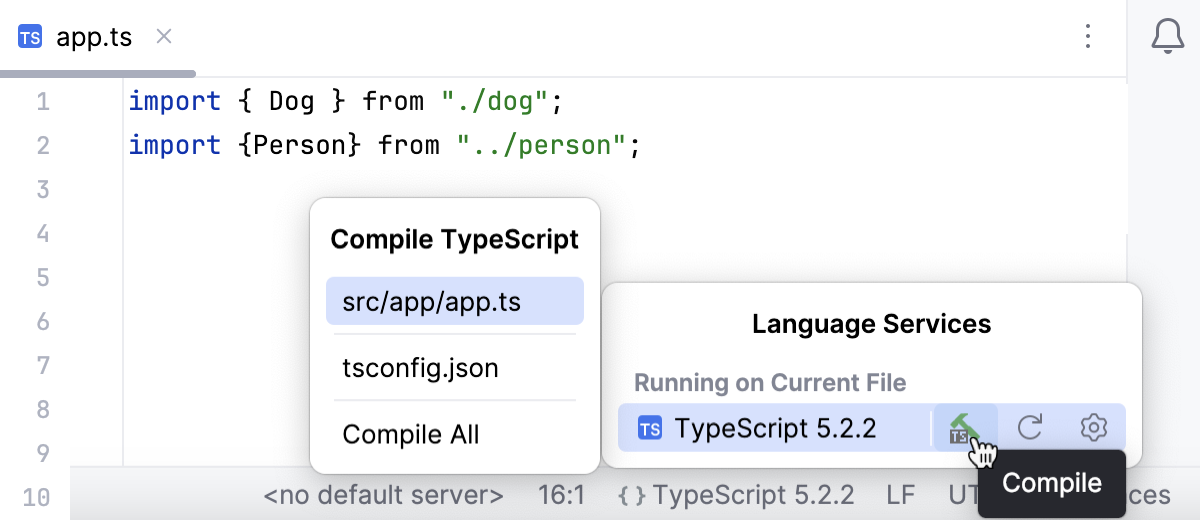 TypeScript widget: compile current file
