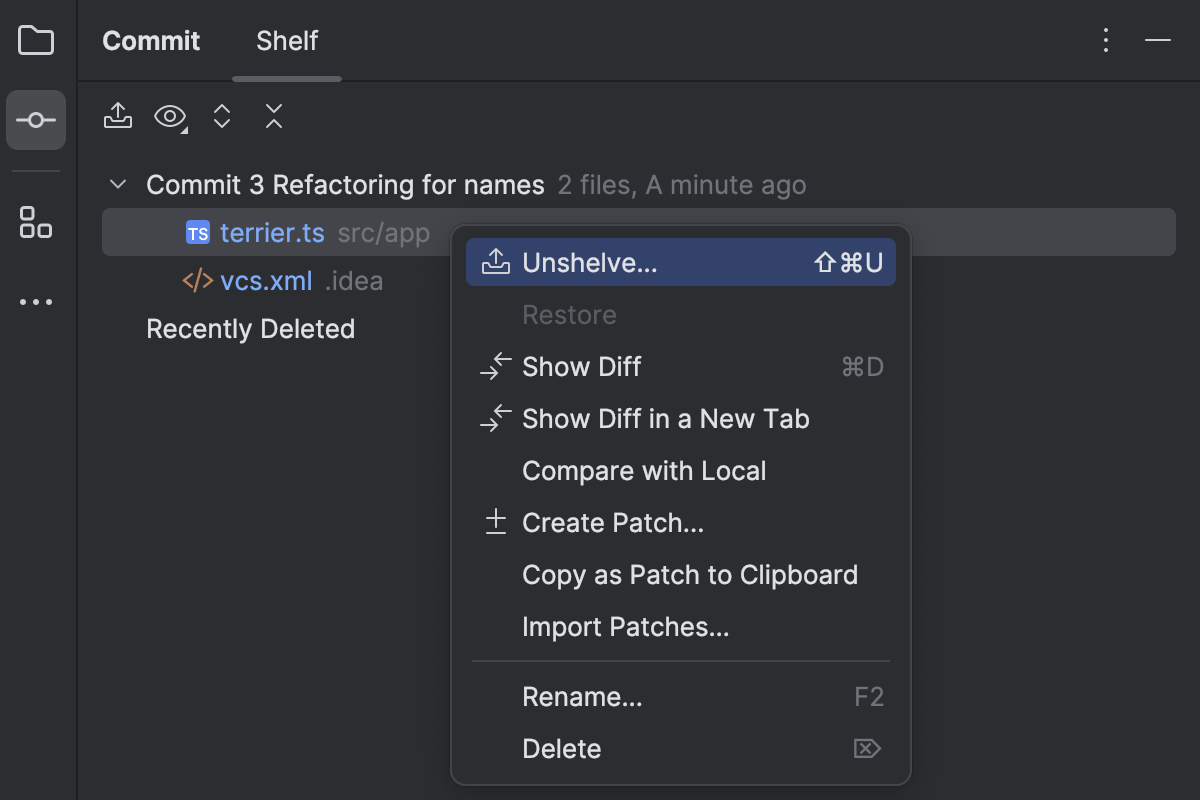 Shelve or stash changes Storm Documentation