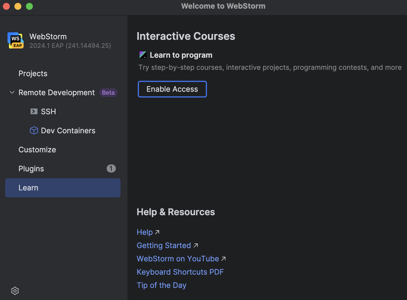 Run WebStorm for the first time | WebStorm Documentation