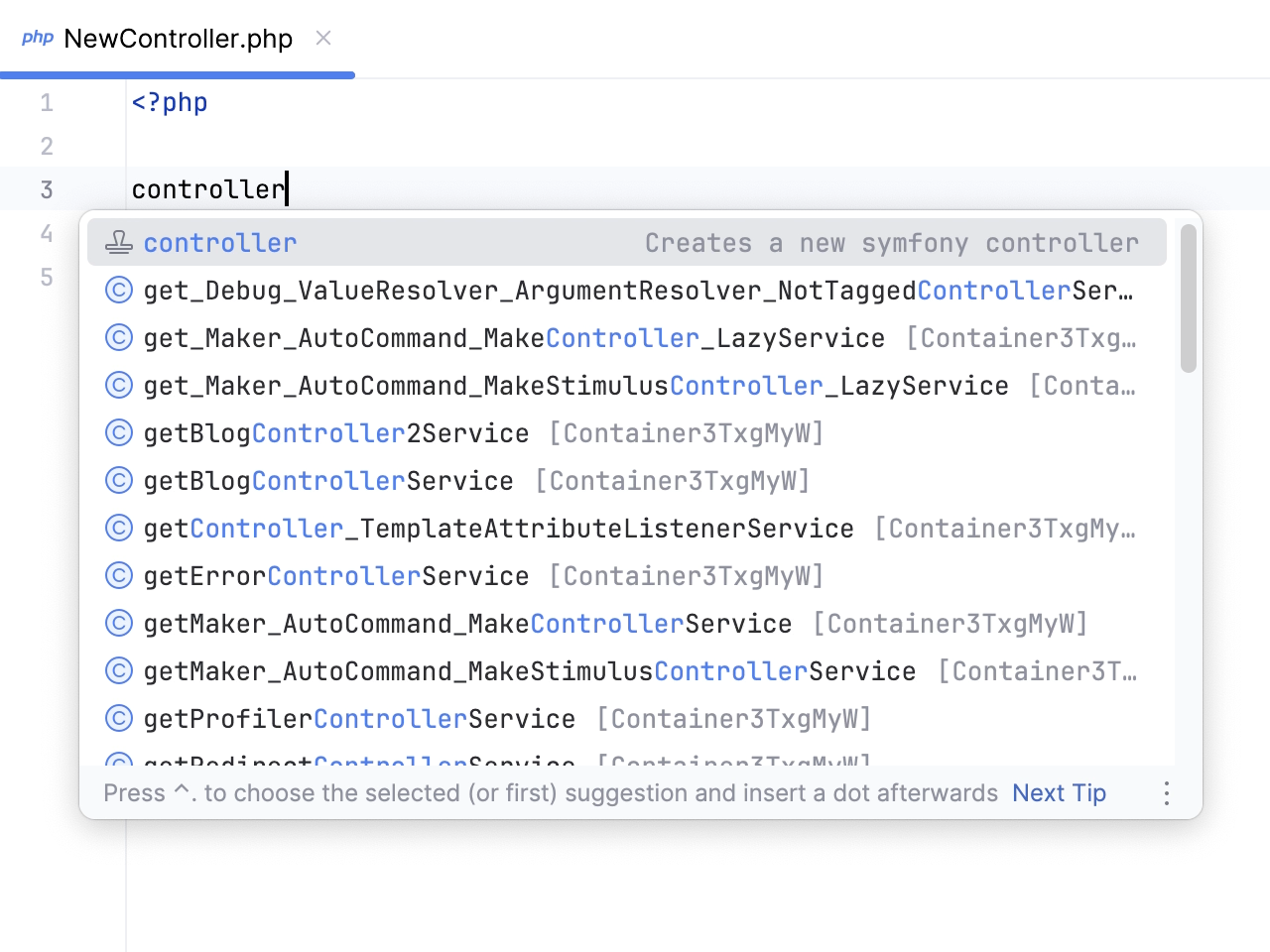 Adding Symfony live templates