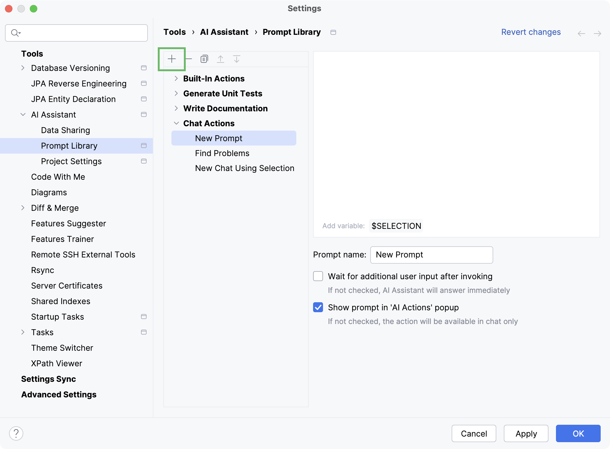 IntelliJ IDEA: User prompts library settings