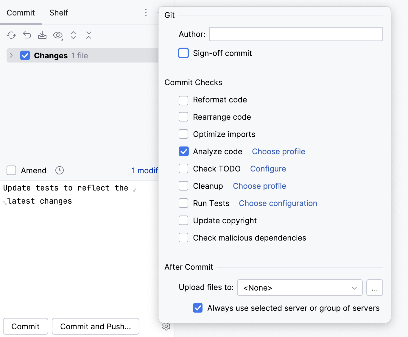 Commit tool window