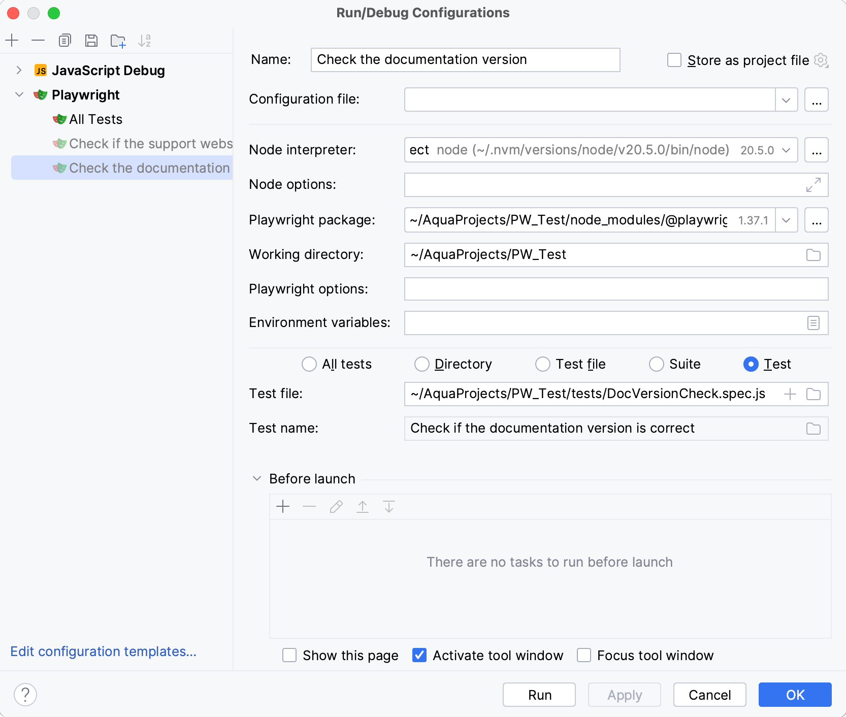 Configure startup properties