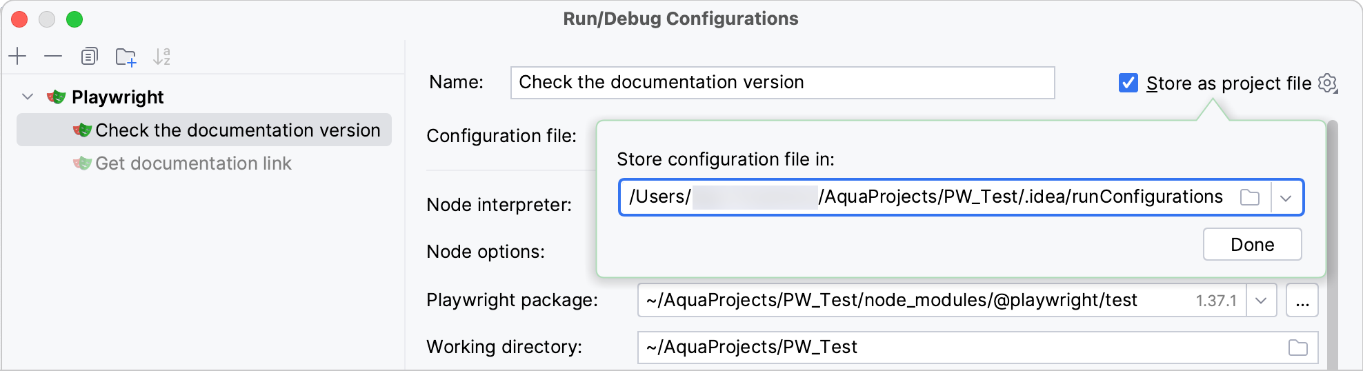 Store as project file dialog