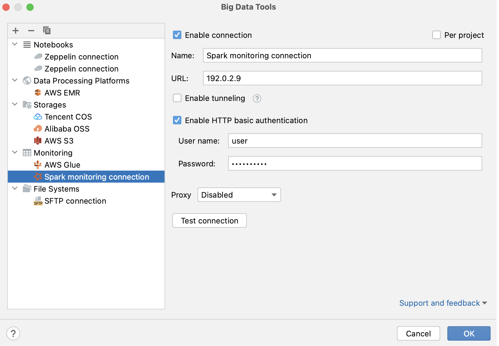 Configure Spark connection