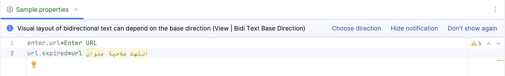 Choosing direction for rendering bidirectional strings