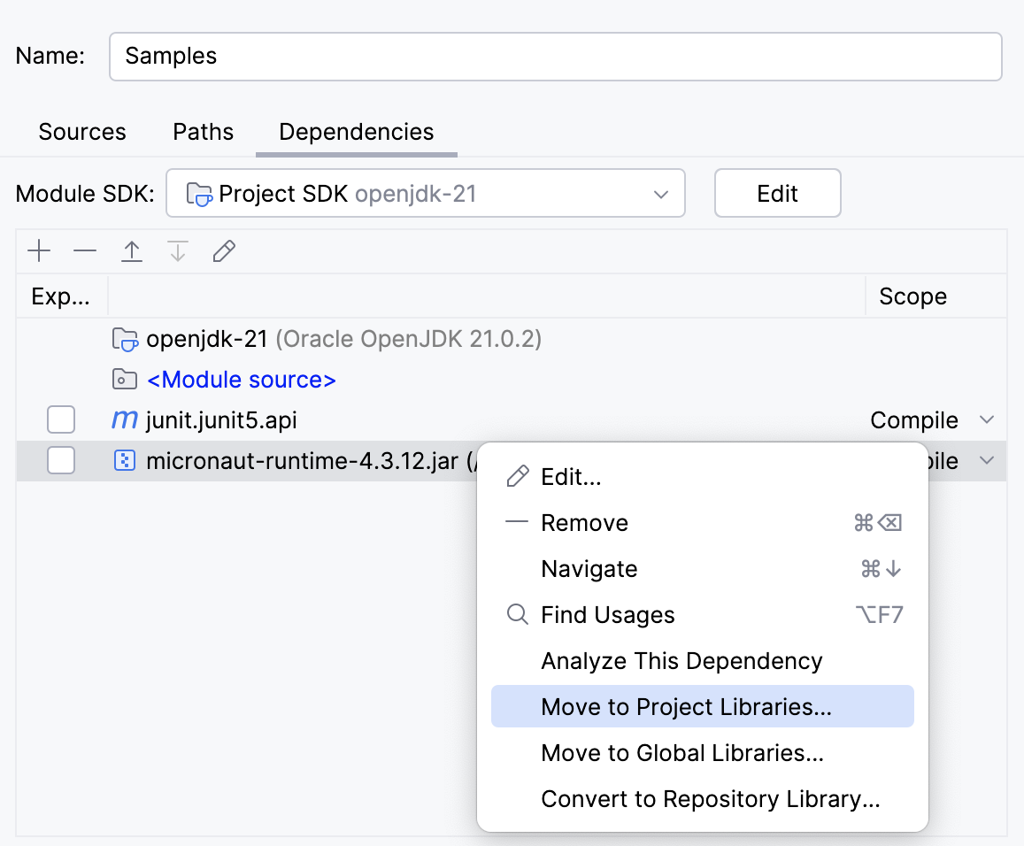 Moving a module library to a higher level