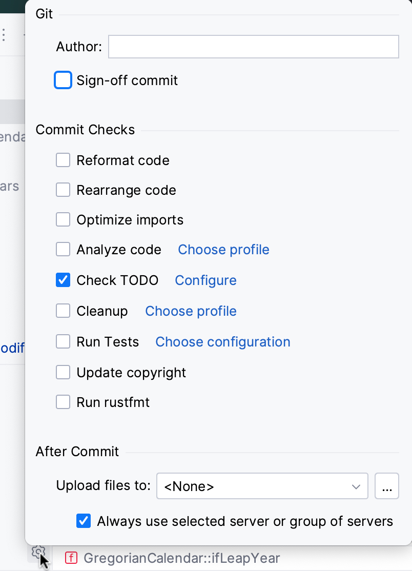 Advanced commit options