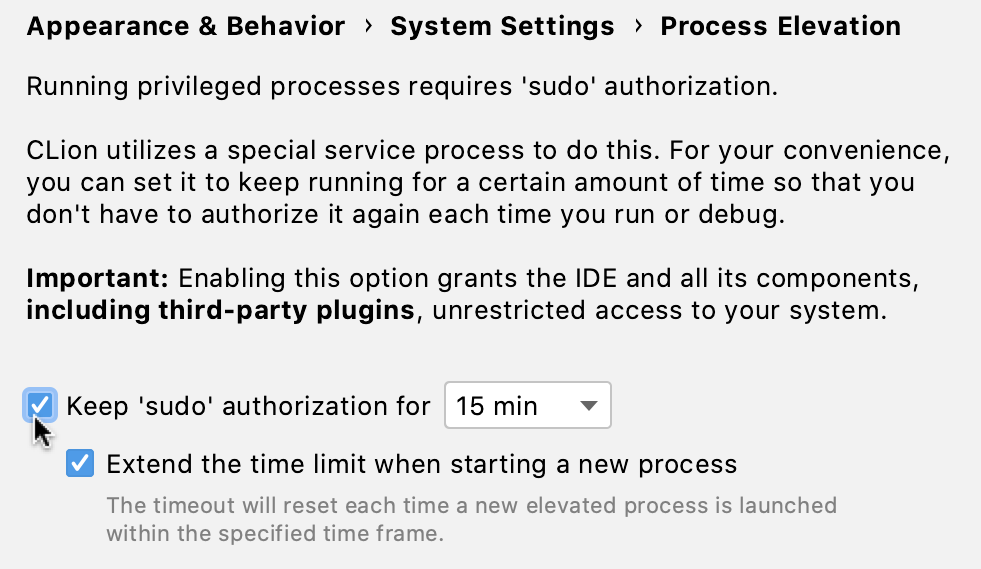 Authorization time settings