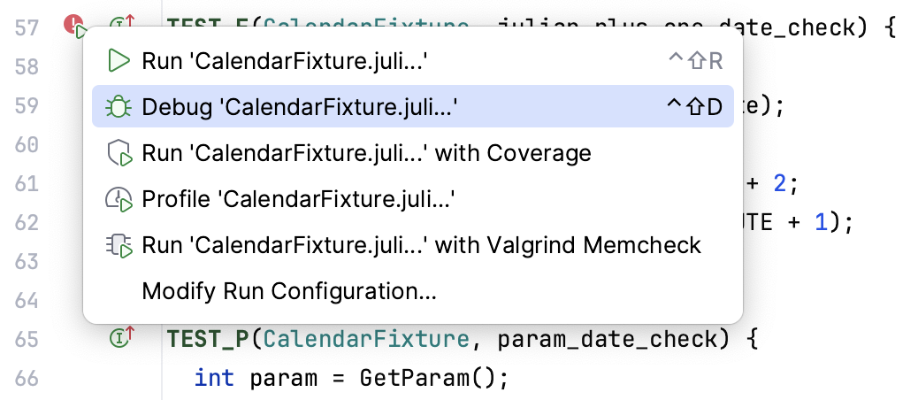 Debugging a failed test