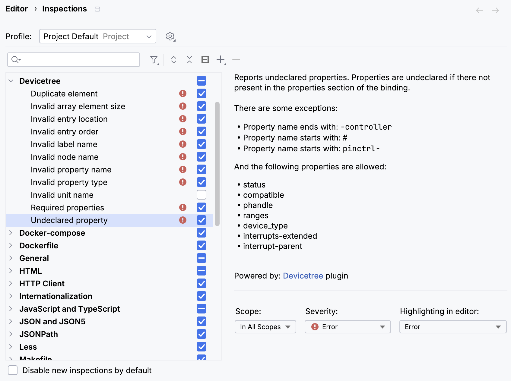 Devicetree inspections