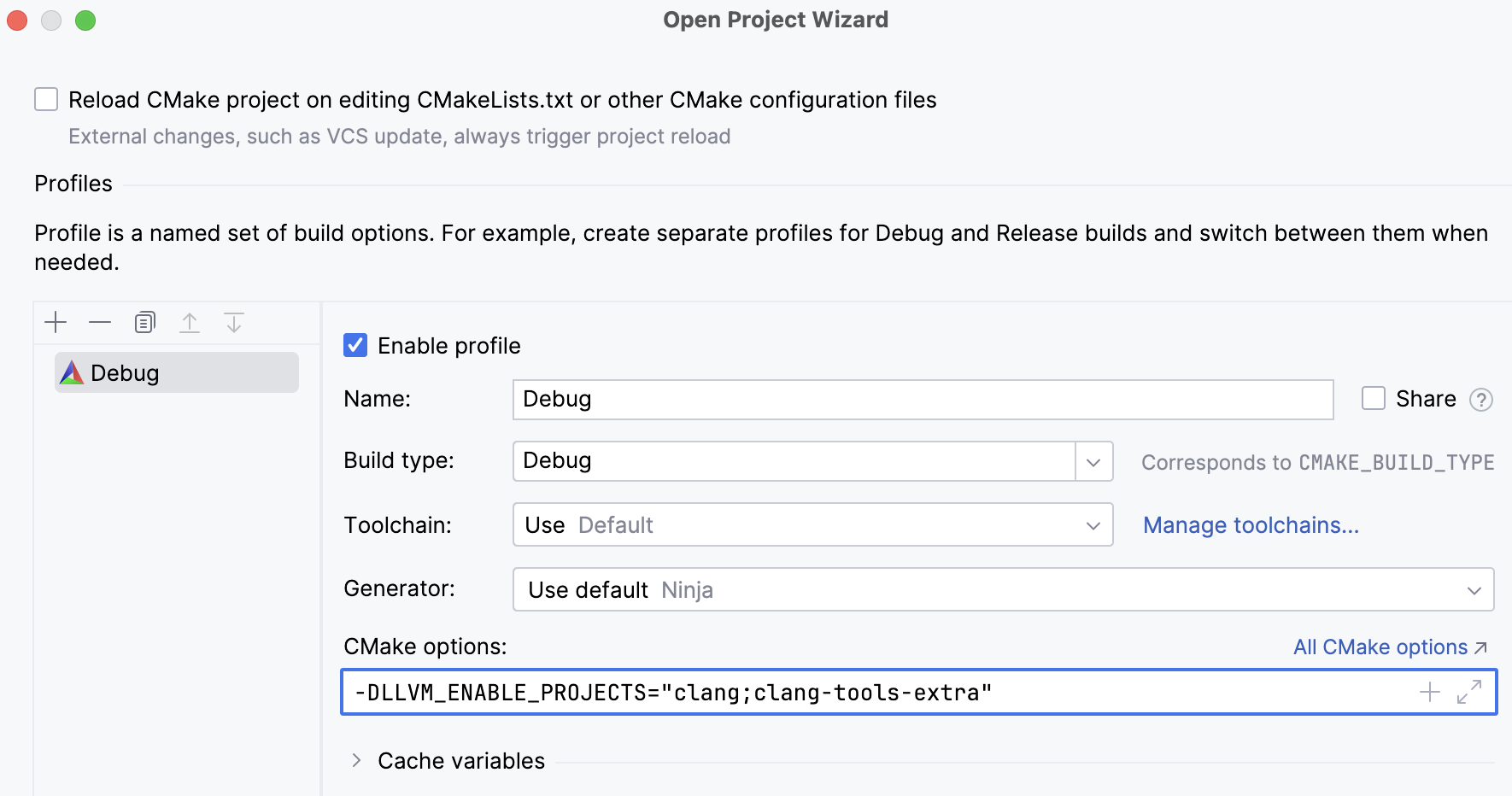 Compiler flags for LLVM subprojects