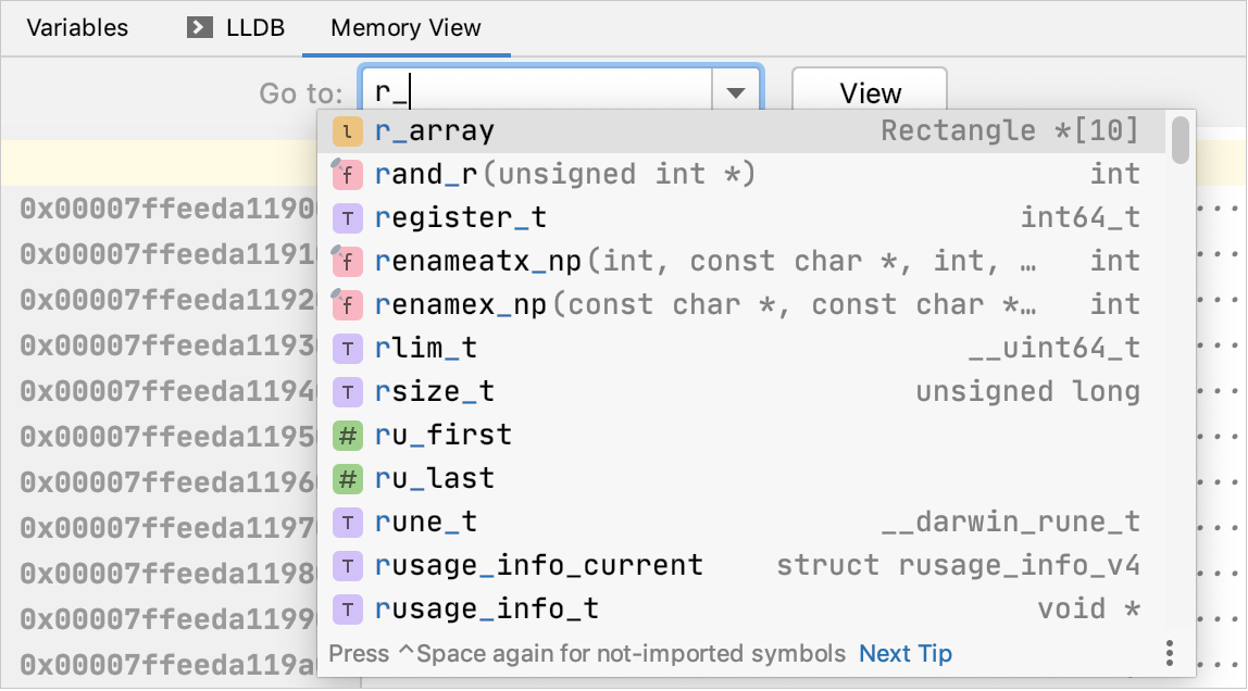 completion in go to address