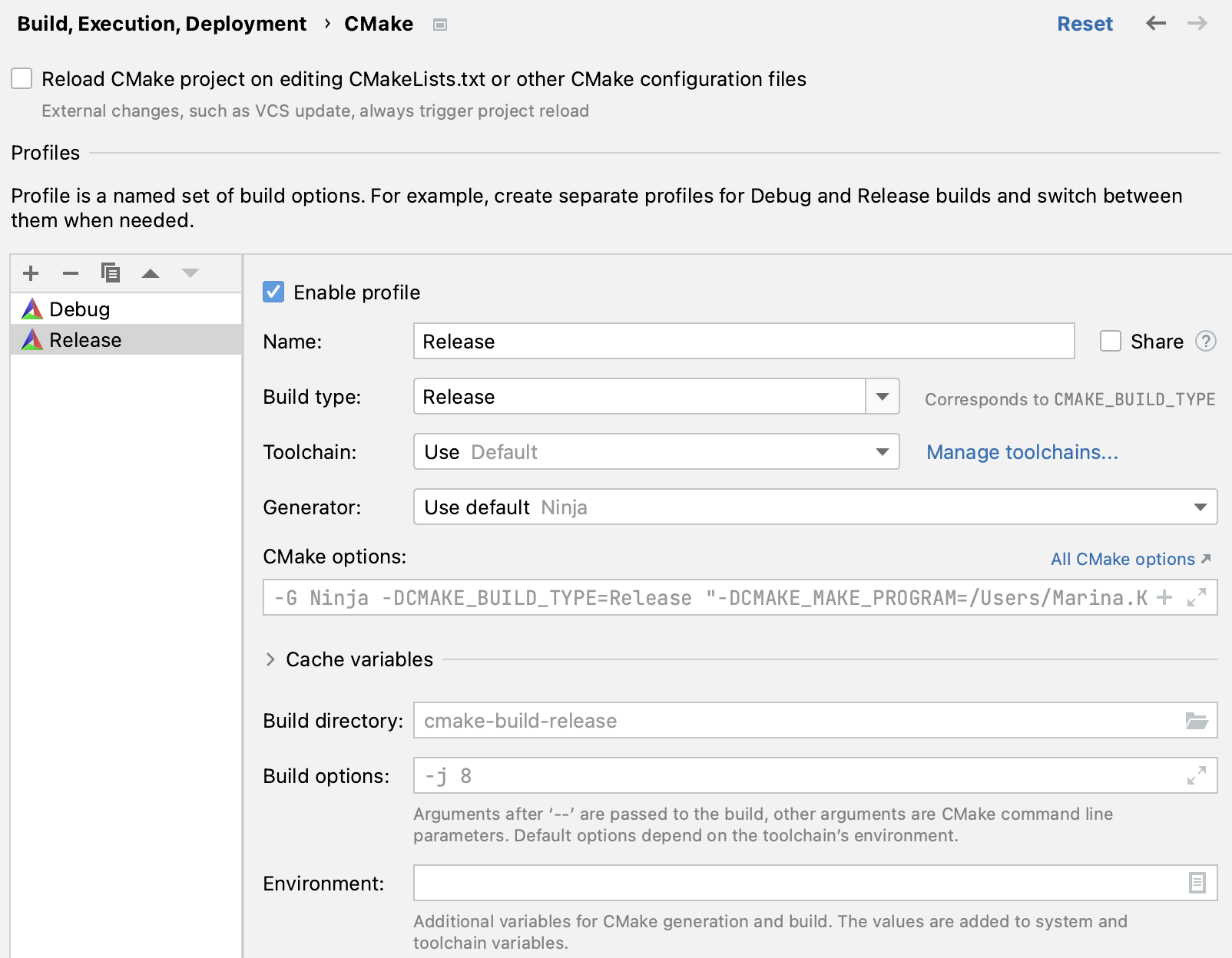 Debug and Release profiles