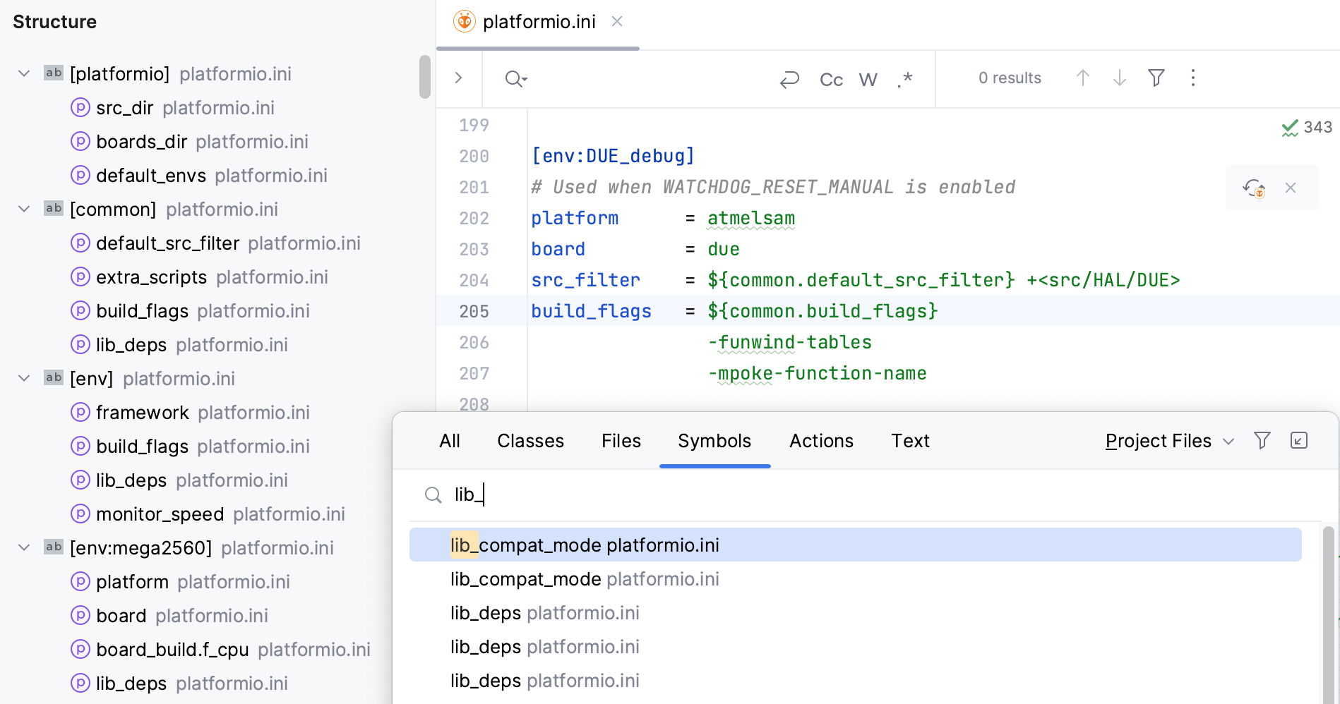 Coding assistance for ini files