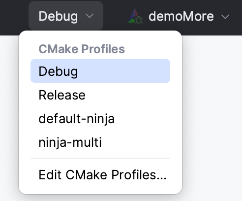 cmake profiles in the configuration switcher